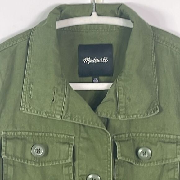 Madewell Crop Anorak Jacket In Desert Olive, 2 Patch and 2 Side Seam Pockets, XS - Picture 6 of 16